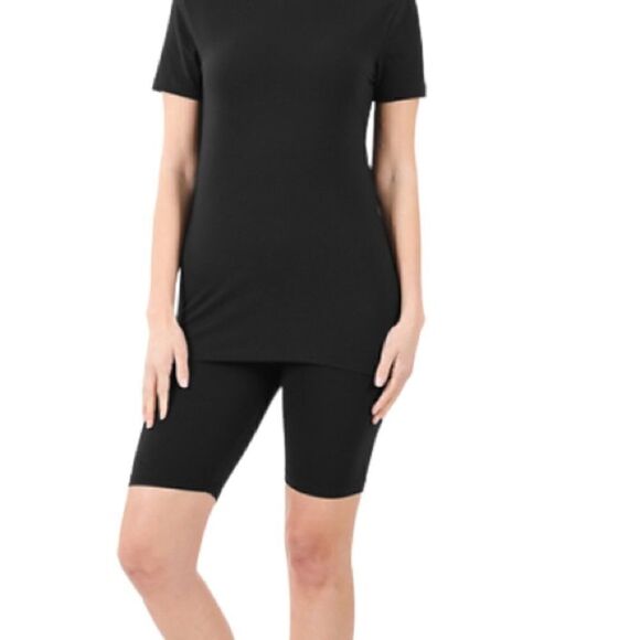 NWT COTTON ROUND NECK TOP & BIKE SHORTS SET - Picture 2 of 3